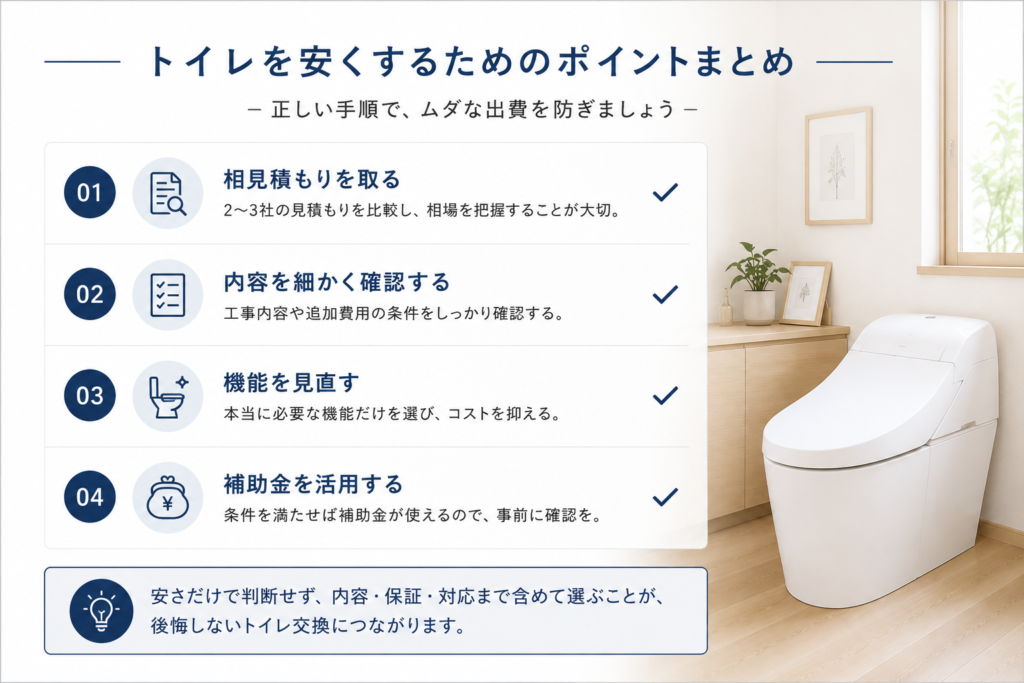 トイレを安くするためのポイントまとめの画像
