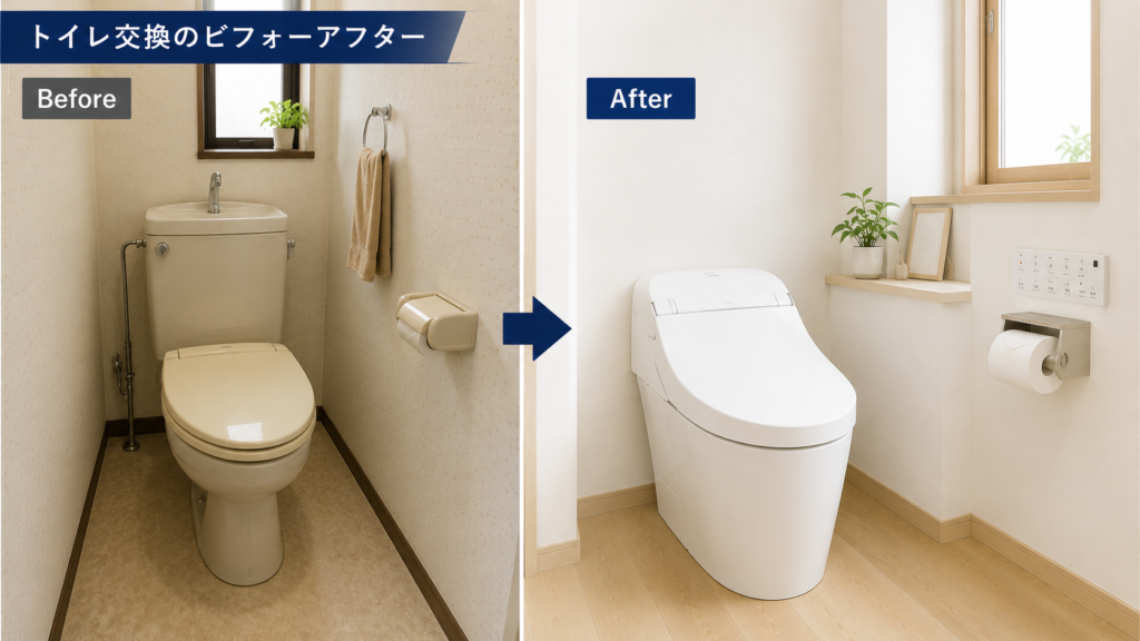ビフォーアフターがわかるトイレ画像