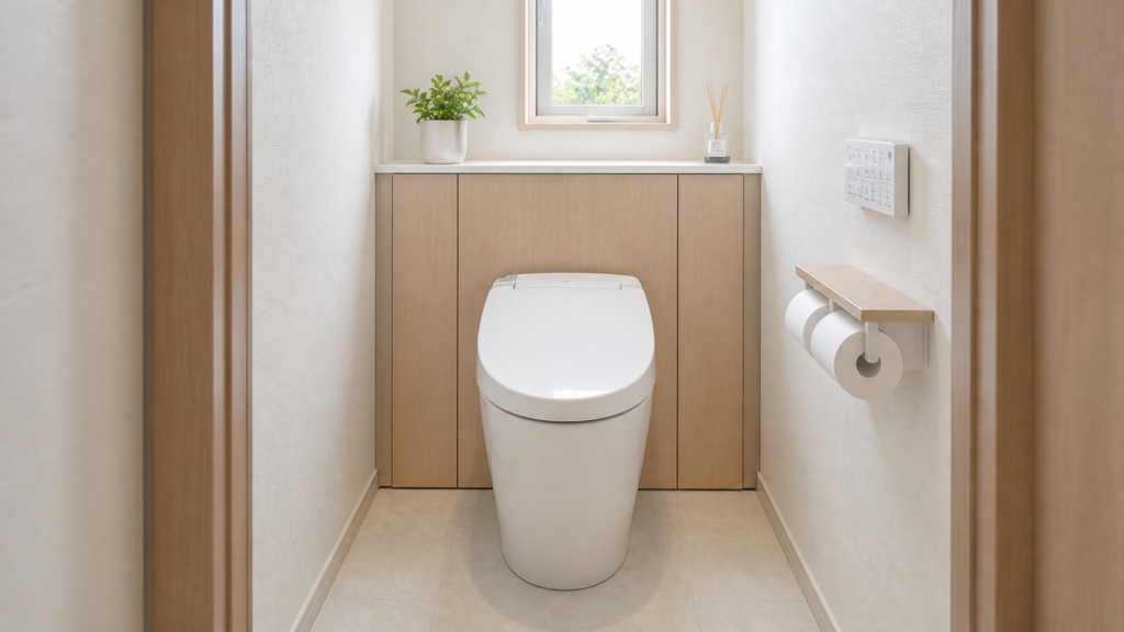満足感あるキャビネット付トイレの画像