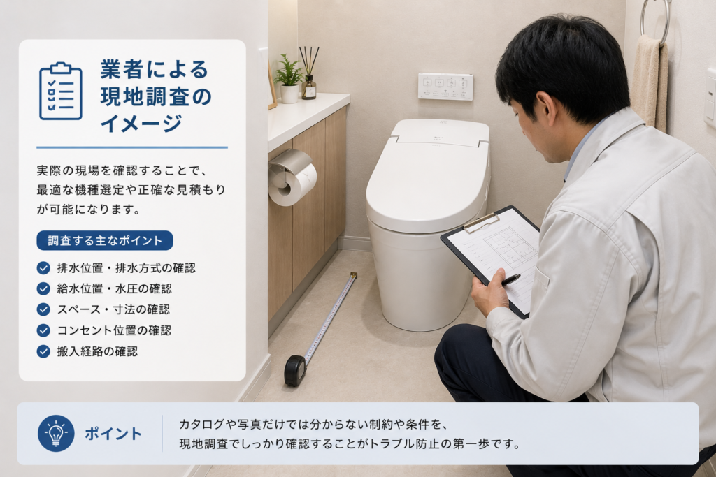 業者による現地調査・トイレ確認のイメージ