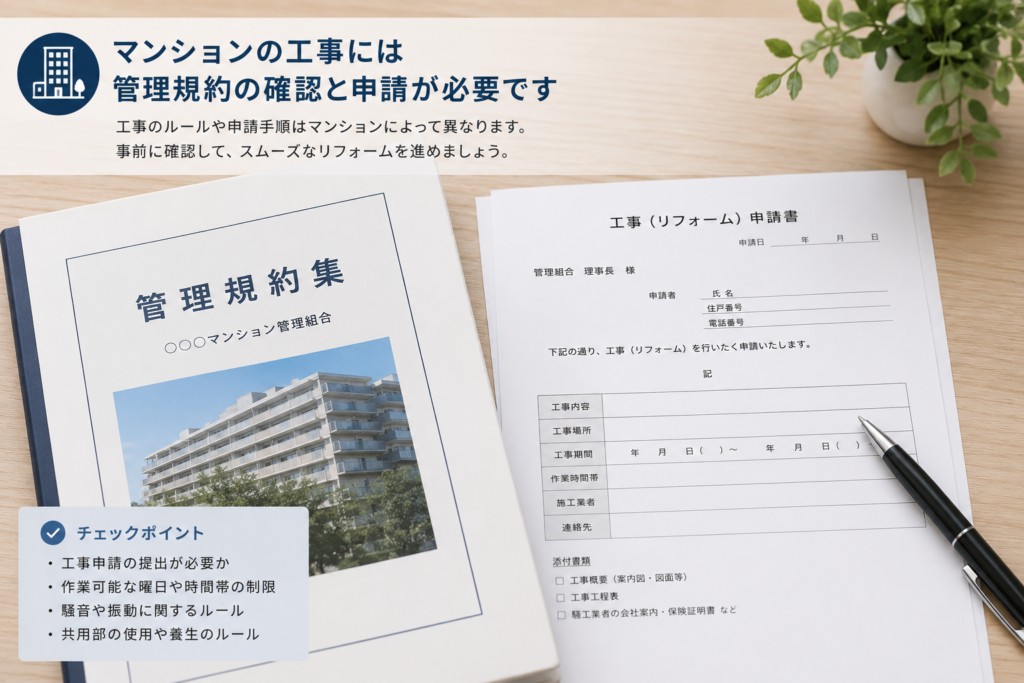 画像挿入(マンション管理規約・工事申請書類のイメージ)