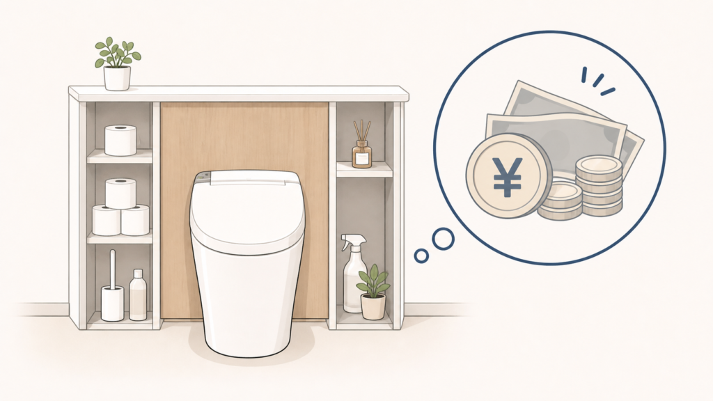 費用がかかるキャビネット付きトイレの画像
