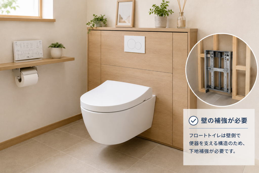 フロートトイレの補強が必要な画像