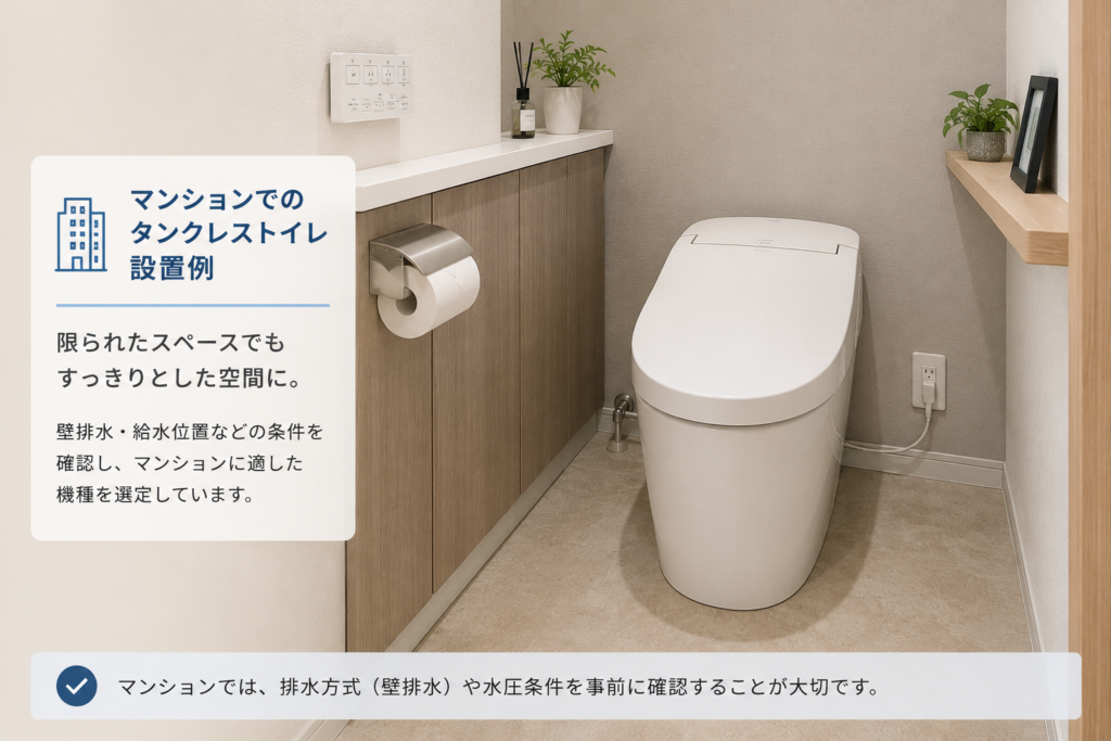 タンクレストイレの設置例・マンション