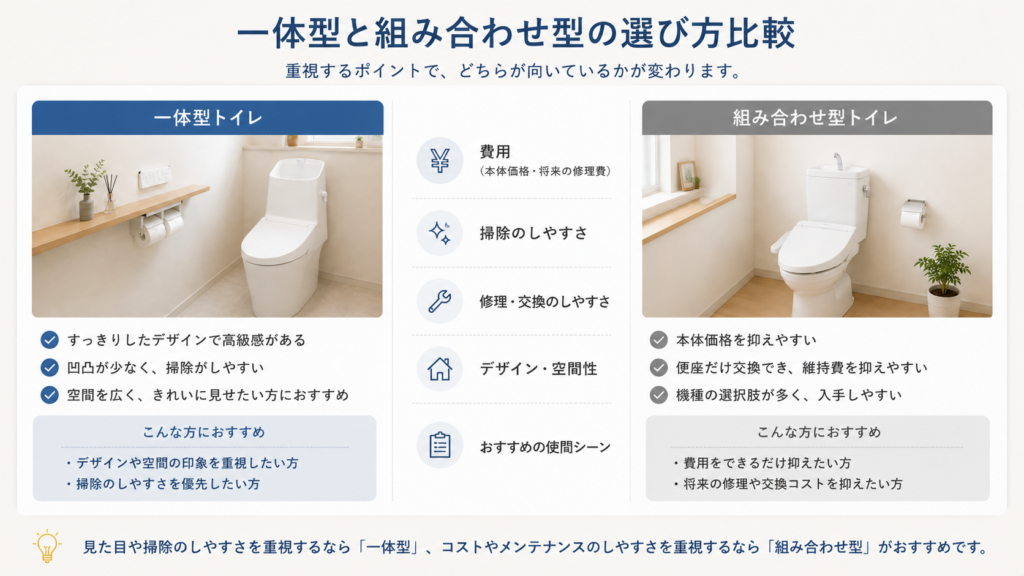 一体型・組み合わせ型の選び方比較図