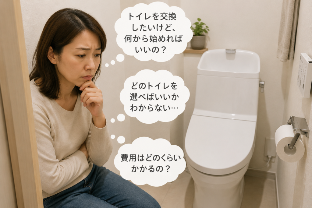 トイレ交換に悩んでいる画像