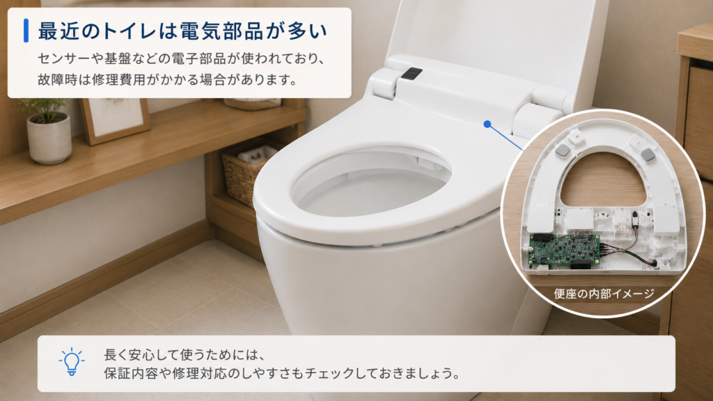 トイレは電子部品が多い