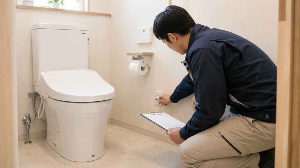 トイレ内のコンセント位置と増設工事のイメージ