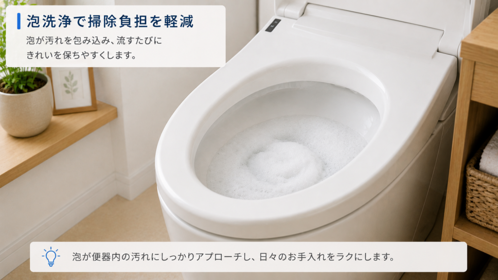 泡洗浄で快適なトイレ